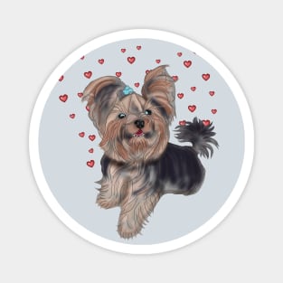 Yorkshire Terrier with hearts Magnet